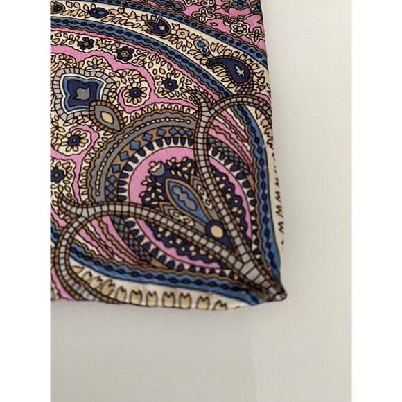 Jos A Bank Mens 14.5 X 14.5” Pink Blue Paisley 100% Silk Pocket Square New W Tag - Picture 6 of 16